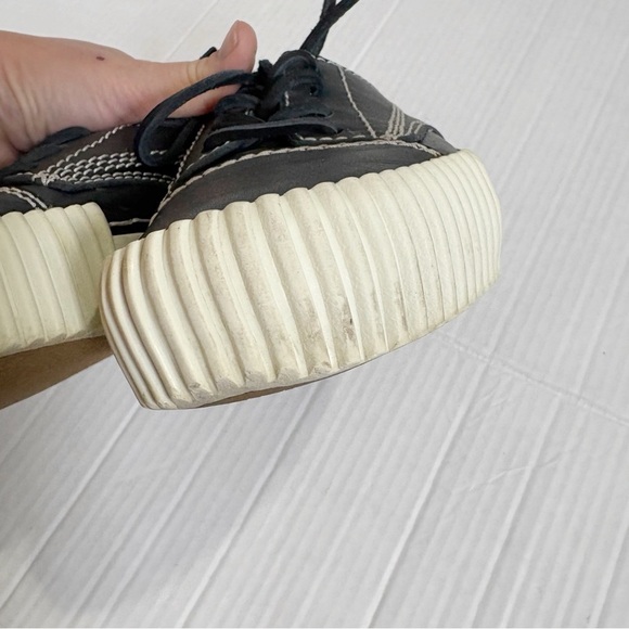 Alexander Wang Perry Low Black Sneakers Black Leather Size 7 Size EU 37 Creeper - Picture 6 of 13